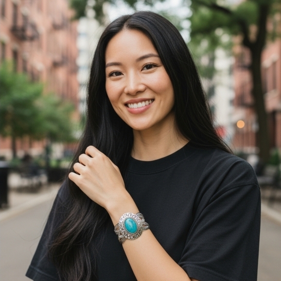 Jewelry - Hollow chunky turquoise bracelet